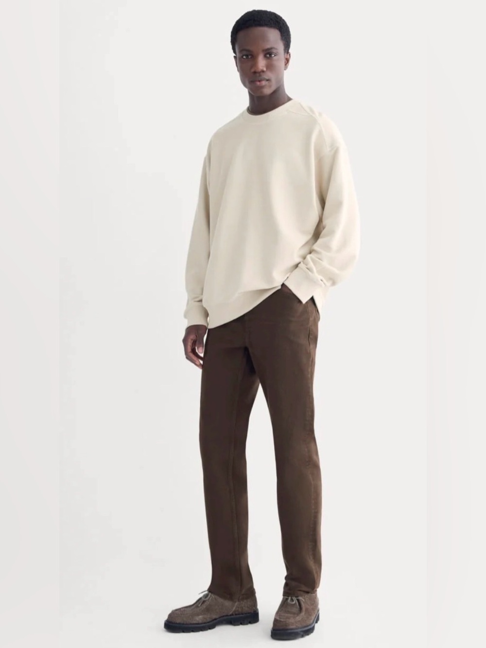 New Everlane TWILL TERRY JACQUARD CREW SWEATSHIRT Peyote Size M - Picture 13 of 13
